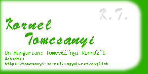 kornel tomcsanyi business card